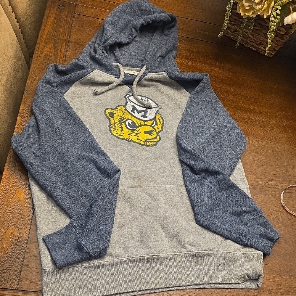 Michigan  Gray and Blue Men's Hoodie